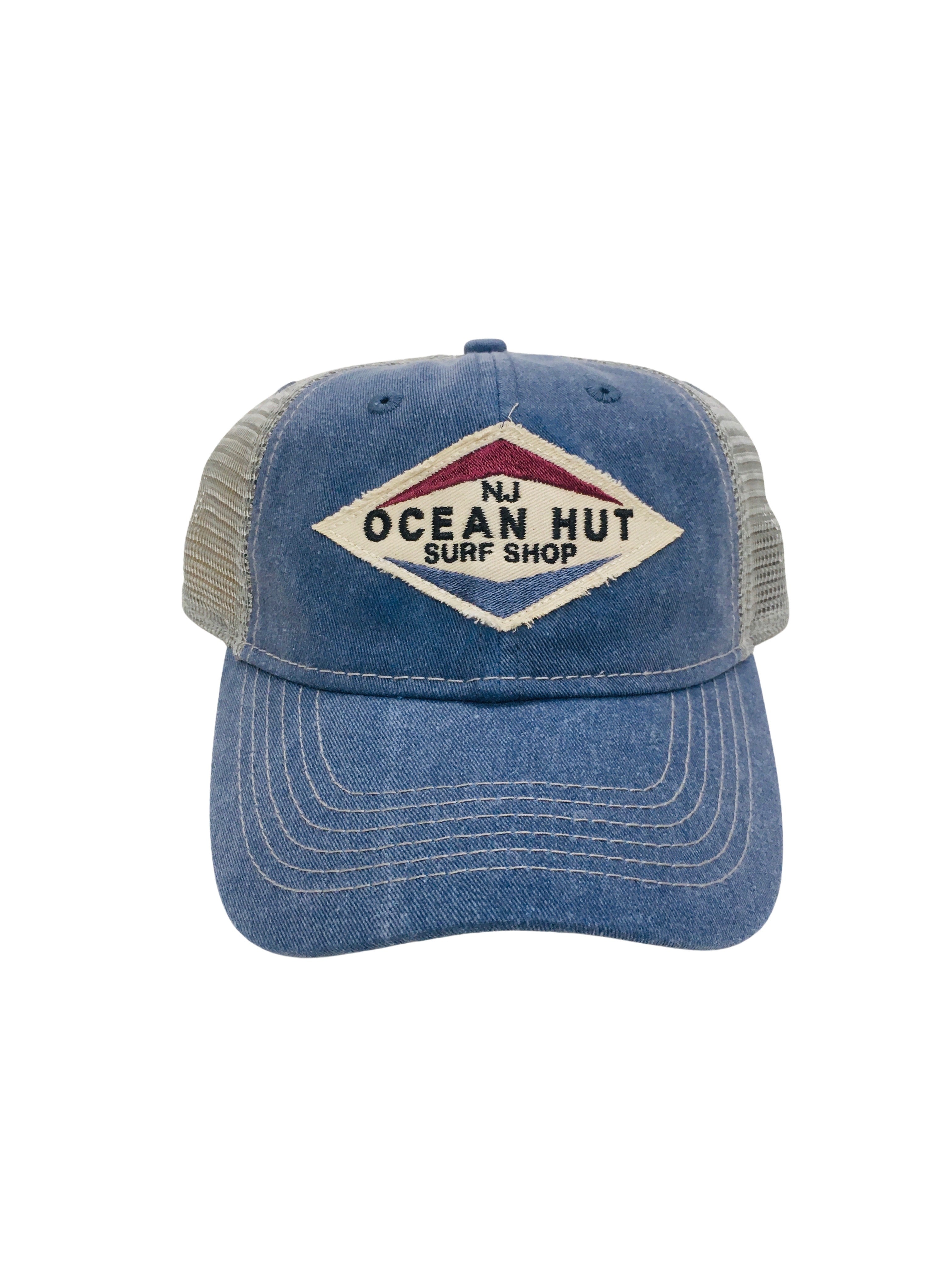 ANTHROPOLOGIE Celandine Seaside Trucker Hat - Navy Surf (NWT - $42 Retail) New York Retro Sun and Waves Trucker - Navy | Faherty Brand main image 2